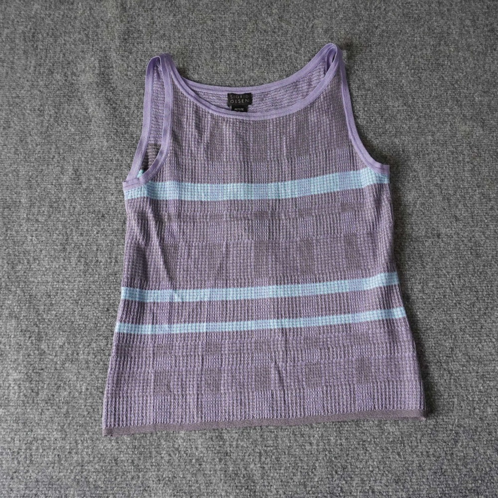 Sigrid Olsen Petite Striped Tank Top Purple Blue Knit Sleeveless S